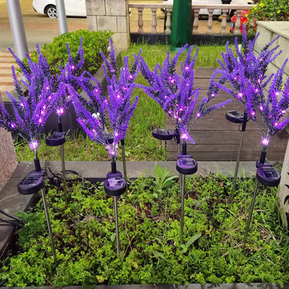 Modern Art Deco Solar Waterproof Stainless Steel PC & ABS Faux Lavender LED Outdoor Light Landscape Lighting For Garden & Outdoor Patio