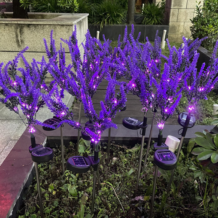 Modern Art Deco Solar Waterproof Stainless Steel PC & ABS Faux Lavender LED Outdoor Light Landscape Lighting For Garden & Outdoor Patio