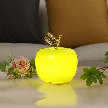 Contemporary Creative Battery Iron & Glass Apple-Shaped LED Table Lamp Night Light For Bedroom