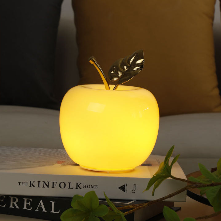Contemporary Creative Battery Iron & Glass Apple-Shaped LED Table Lamp Night Light For Bedroom