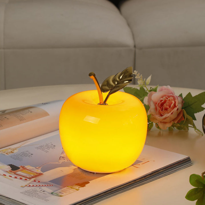 Contemporary Creative Battery Iron & Glass Apple-Shaped LED Table Lamp Night Light For Bedroom