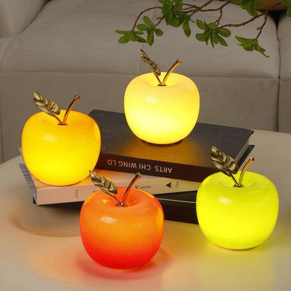 Contemporary Creative Battery Iron & Glass Apple-Shaped LED Table Lamp Night Light For Bedroom