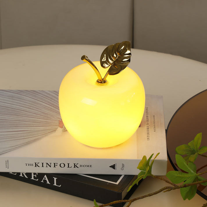 Contemporary Creative Battery Iron & Glass Apple-Shaped LED Table Lamp Night Light For Bedroom