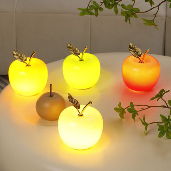 Contemporary Creative Battery Iron & Glass Apple-Shaped LED Table Lamp Night Light For Bedroom