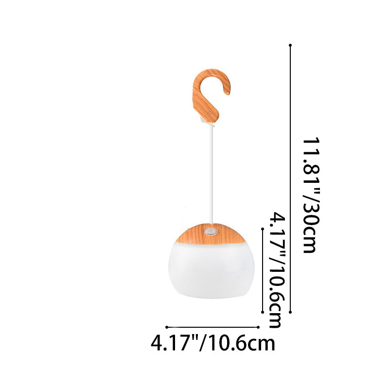 Contemporary Nordic Rechargeable Waterproof ABS & TPR Woodgrain Semi-Circular Lantern-Style LED Camping Outdoor Light For Outdoor Patio