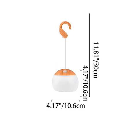 Contemporary Nordic Rechargeable Waterproof ABS & TPR Woodgrain Semi-Circular Lantern-Style LED Camping Outdoor Light For Outdoor Patio