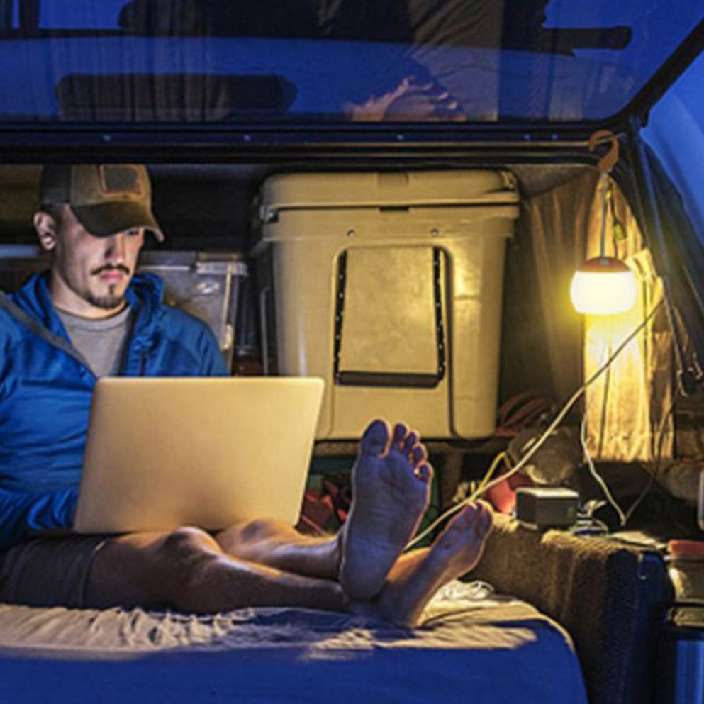 Contemporary Nordic Rechargeable Waterproof ABS & TPR Woodgrain Semi-Circular Lantern-Style LED Camping Outdoor Light For Outdoor Patio