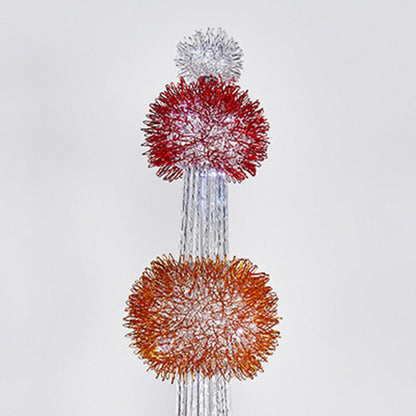 Contemporary Creative Weaving Aluminum Wire Tower & Floral Ball LED Standing Floor Lamp For Bedroom & Living Room