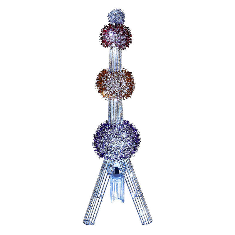 Contemporary Creative Weaving Aluminum Wire Tower & Floral Ball LED Standing Floor Lamp For Bedroom & Living Room