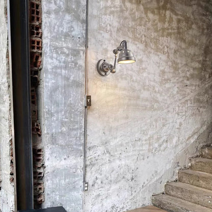 Contemporary Industrial Aluminum & Iron Half-Dome Adjustable 1-Light Wall Sconce Lamp For Hallway & Dining Room