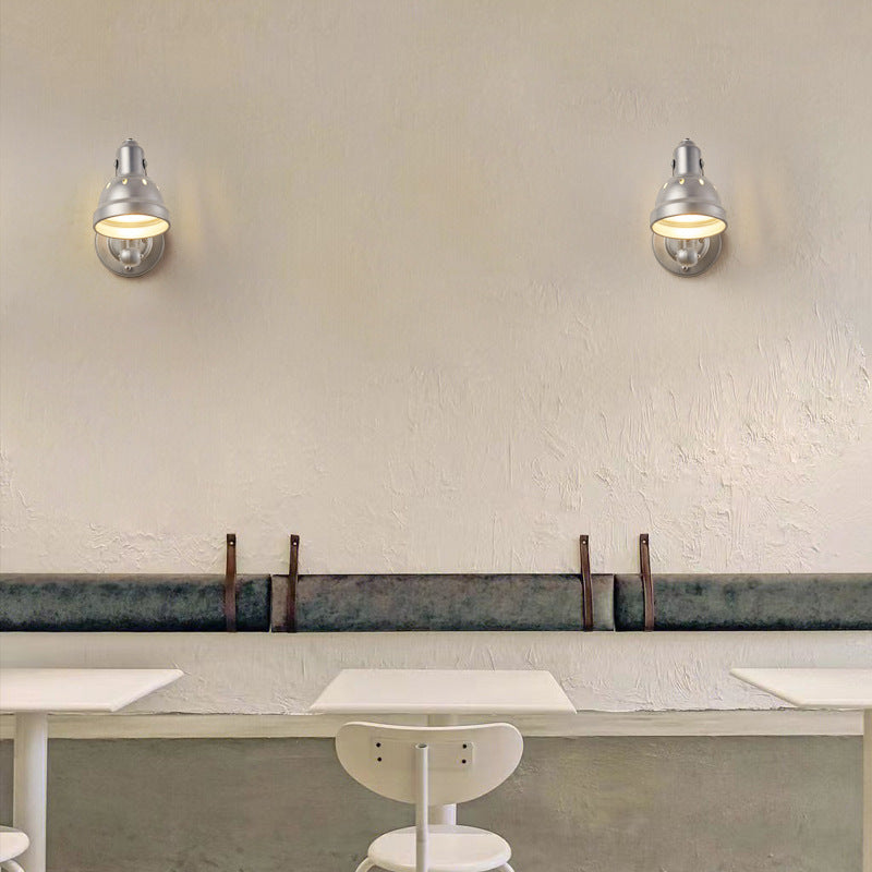 Contemporary Industrial Aluminum & Iron Half-Dome Adjustable 1-Light Wall Sconce Lamp For Hallway & Dining Room