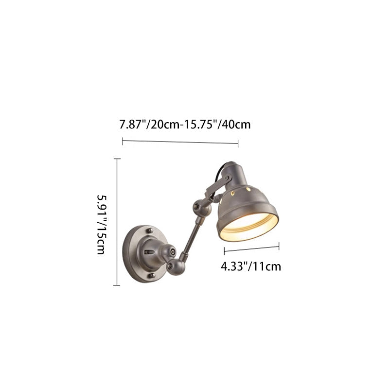 Contemporary Industrial Aluminum & Iron Half-Dome Adjustable 1-Light Wall Sconce Lamp For Hallway & Dining Room