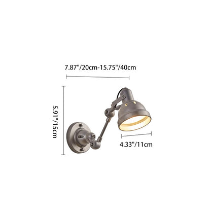 Contemporary Industrial Aluminum & Iron Half-Dome Adjustable 1-Light Wall Sconce Lamp For Hallway & Dining Room
