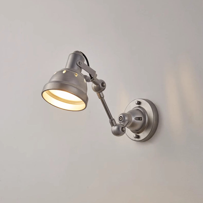 Contemporary Industrial Aluminum & Iron Half-Dome Adjustable 1-Light Wall Sconce Lamp For Hallway & Dining Room
