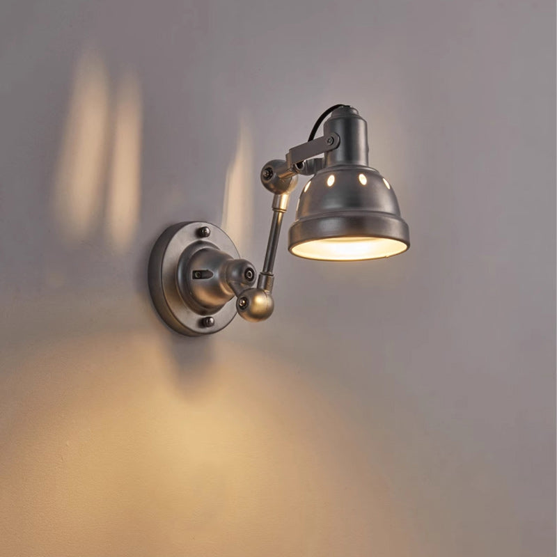 Contemporary Industrial Aluminum & Iron Half-Dome Adjustable 1-Light Wall Sconce Lamp For Hallway & Dining Room