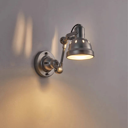 Contemporary Industrial Aluminum & Iron Half-Dome Adjustable 1-Light Wall Sconce Lamp For Hallway & Dining Room