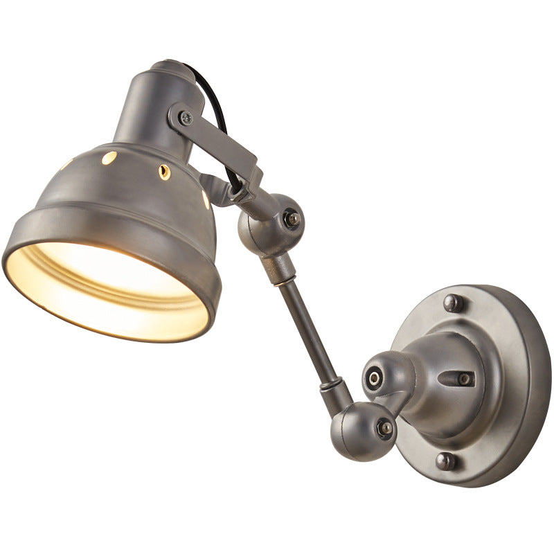 Contemporary Industrial Aluminum & Iron Half-Dome Adjustable 1-Light Wall Sconce Lamp For Hallway & Dining Room