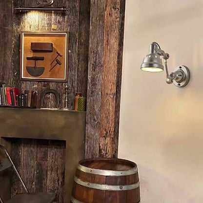 Contemporary Industrial Aluminum & Iron Half-Dome Adjustable 1-Light Wall Sconce Lamp For Hallway & Dining Room
