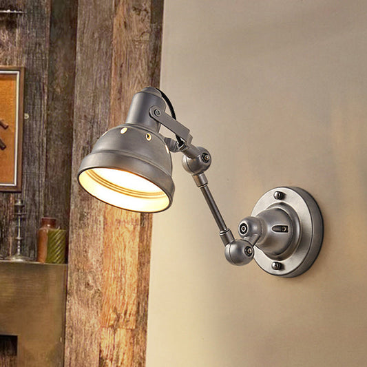 Contemporary Industrial Aluminum & Iron Half-Dome Adjustable 1-Light Wall Sconce Lamp For Hallway & Dining Room