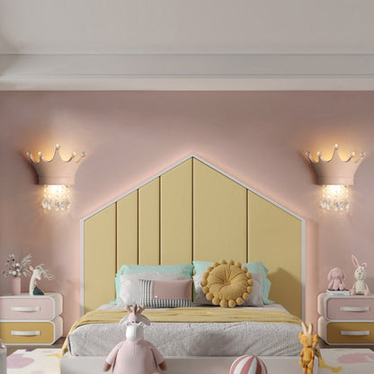Contemporary Creative Kids Resin Crystal Crown LED Wall Sconce Lamp For Bedside