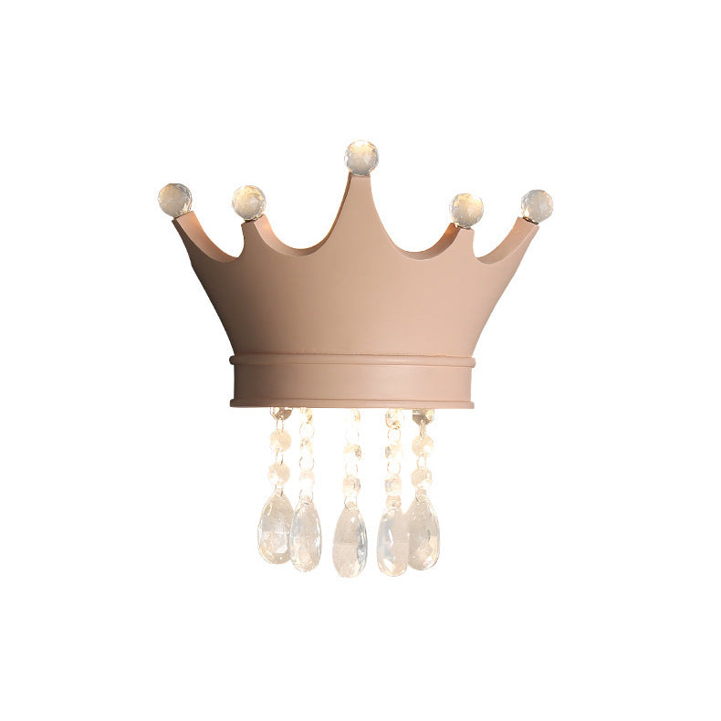 Contemporary Creative Kids Resin Crystal Crown LED Wall Sconce Lamp For Bedside