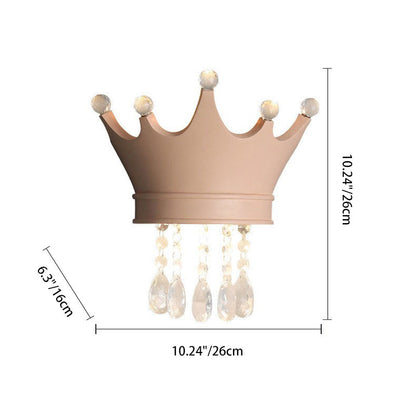 Contemporary Creative Kids Resin Crystal Crown LED Wall Sconce Lamp For Bedside