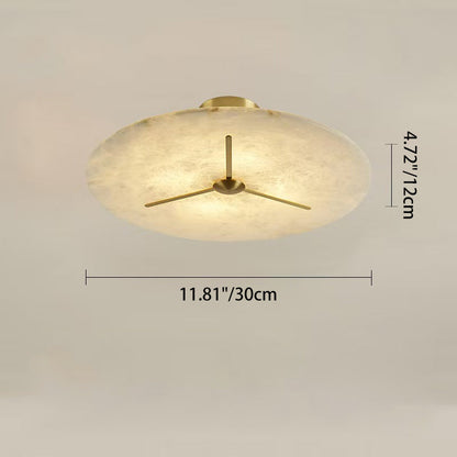 Modern Mid-Century Copper & Alabaster Clock-Inspired Round 3/4/5/6-Light Semi-Flush Mount Ceiling Light For Bedroom And Hallway