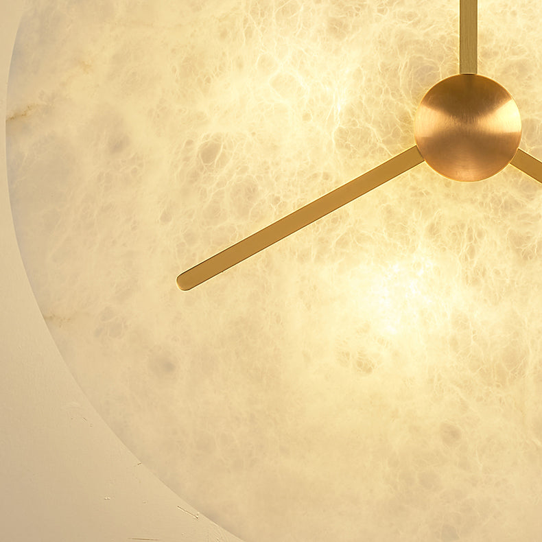 Modern Mid-Century Copper & Alabaster Clock-Inspired Round 3/4/5/6-Light Semi-Flush Mount Ceiling Light For Bedroom And Hallway