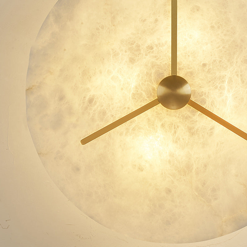 Modern Mid-Century Copper & Alabaster Clock-Inspired Round 3/4/5/6-Light Semi-Flush Mount Ceiling Light For Bedroom And Hallway