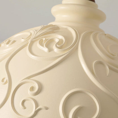 Traditional French Resin & Wood Bowl-Shaped Round Carved 1-Light Semi-Flush Mount Ceiling Light For Hallway And Entryway