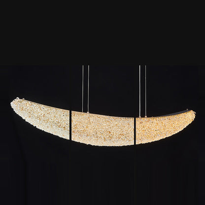 Modern Luxury Crystal Metal Banana-Shaped Boat LED Chandelier Island Light For Dining Room