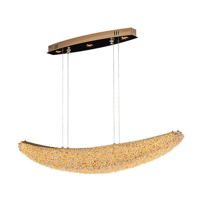 Modern Luxury Crystal Metal Banana-Shaped Boat LED Chandelier Island Light For Dining Room
