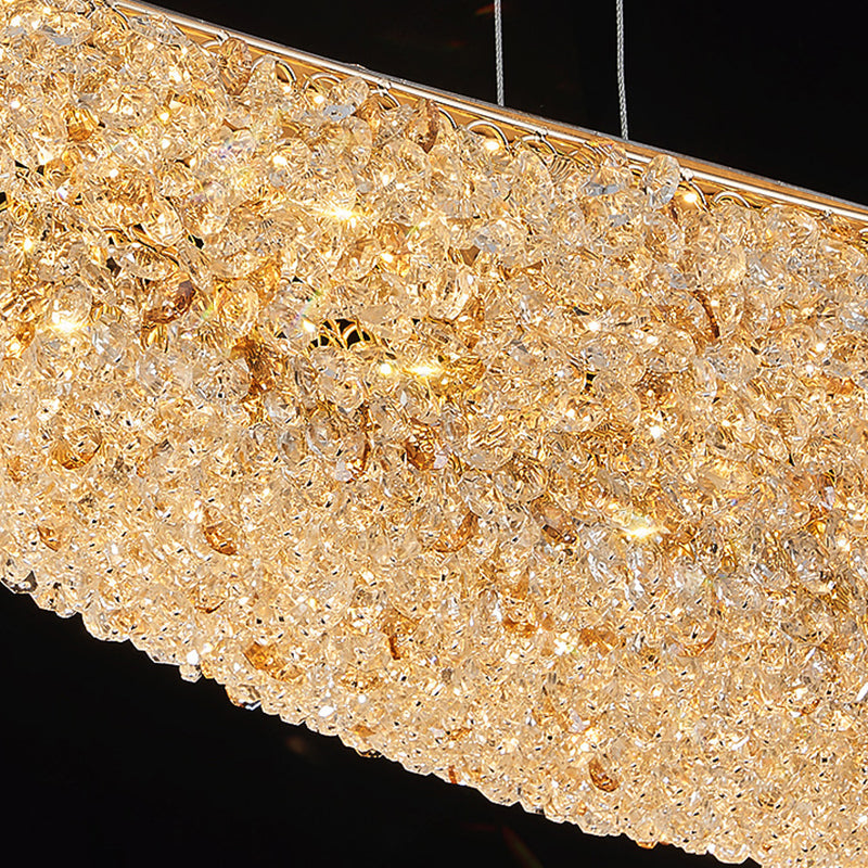 Modern Luxury Crystal Metal Banana-Shaped Boat LED Chandelier Island Light For Dining Room