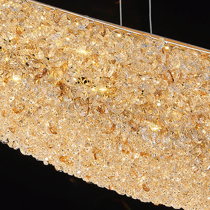 Modern Luxury Crystal Metal Banana-Shaped Boat LED Chandelier Island Light For Dining Room