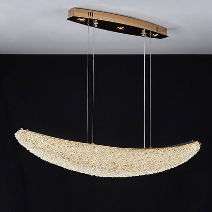 Modern Luxury Crystal Metal Banana-Shaped Boat LED Chandelier Island Light For Dining Room