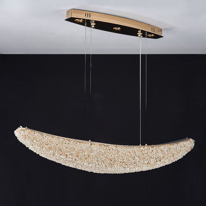 Modern Luxury Crystal Metal Banana-Shaped Boat LED Chandelier Island Light For Dining Room