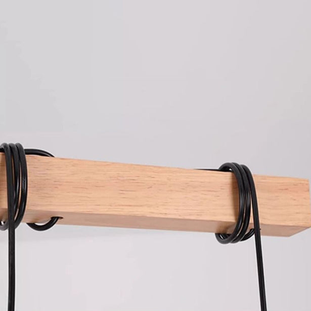 Contemporary Industrial Wood And Iron Grenade Linear 3/4/6-Light Chandelier Island Light For Dining Room