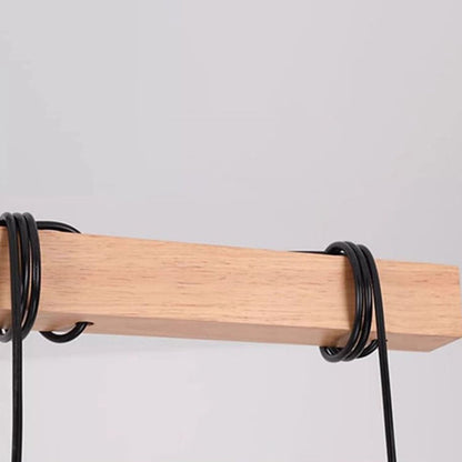 Contemporary Industrial Wood And Iron Grenade Linear 3/4/6-Light Chandelier Island Light For Dining Room