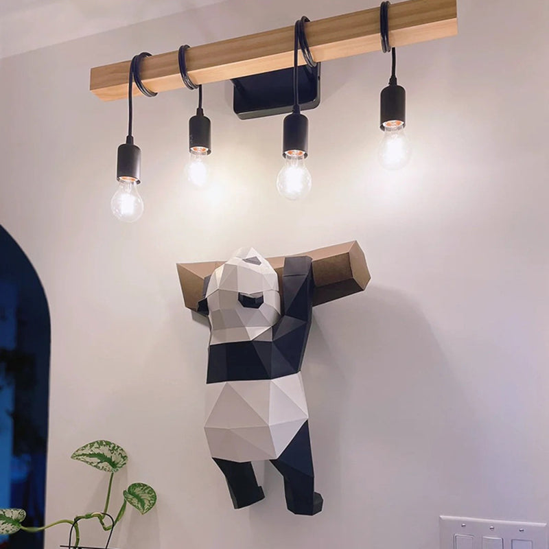 Contemporary Industrial Wood And Iron Grenade Linear 3/4/6-Light Chandelier Island Light For Dining Room