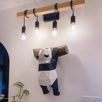 Contemporary Industrial Wood And Iron Grenade Linear 3/4/6-Light Chandelier Island Light For Dining Room