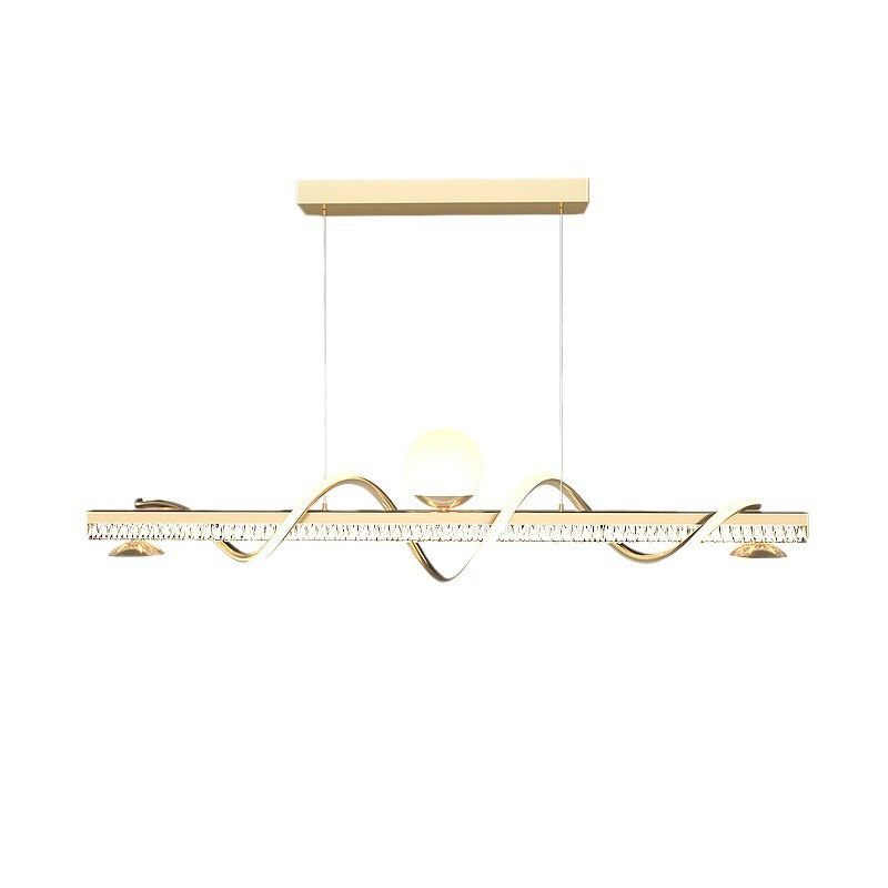 Modern Luxury Iron And Acrylic Wave Globe LED Chandelier Island Light For Dining Room