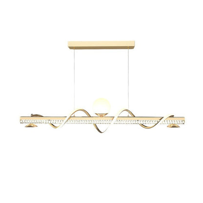 Modern Luxury Iron And Acrylic Wave Globe LED Chandelier Island Light For Dining Room