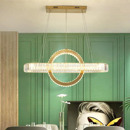 Modern Luxury Stainless Steel Crystal Oval Circle LED Chandelier For Dining Room And Living Room