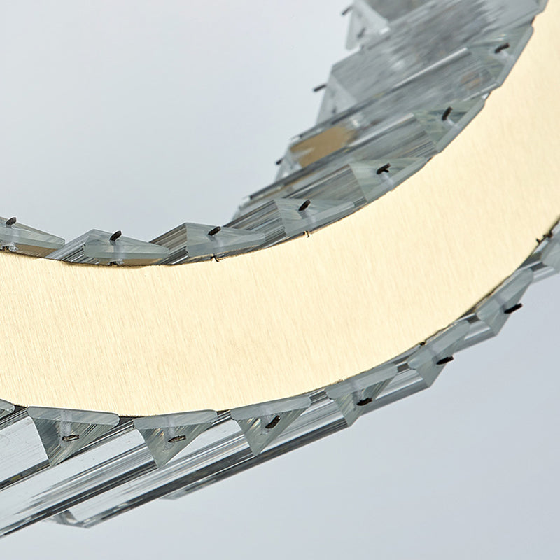 Modern Luxury Stainless Steel Crystal Oval Circle LED Chandelier For Dining Room And Living Room