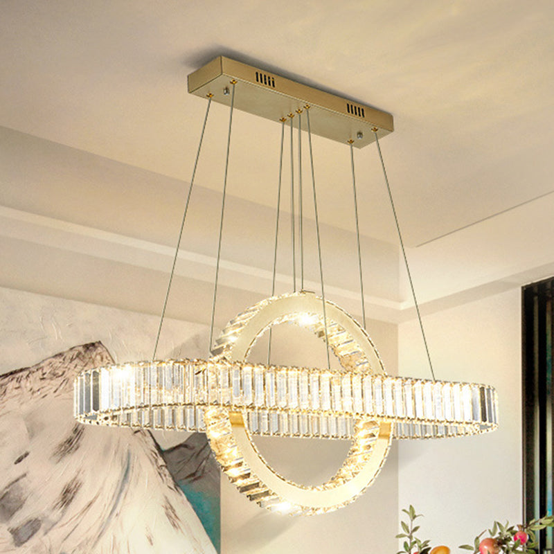 Modern Luxury Stainless Steel Crystal Oval Circle LED Chandelier For Dining Room And Living Room