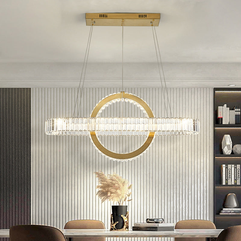 Modern Luxury Stainless Steel Crystal Oval Circle LED Chandelier For Dining Room And Living Room