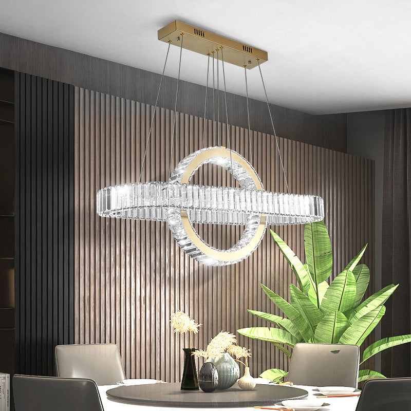 Modern Luxury Stainless Steel Crystal Oval Circle LED Chandelier For Dining Room And Living Room