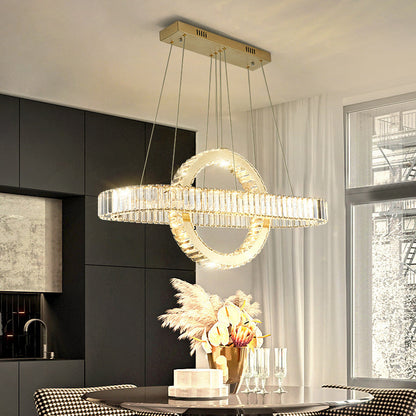 Modern Luxury Stainless Steel Crystal Oval Circle LED Chandelier For Dining Room And Living Room