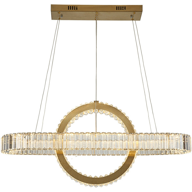 Modern Luxury Stainless Steel Crystal Oval Circle LED Chandelier For Dining Room And Living Room