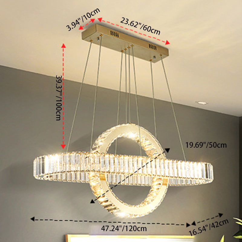 Modern Luxury Stainless Steel Crystal Oval Circle LED Chandelier For Dining Room And Living Room